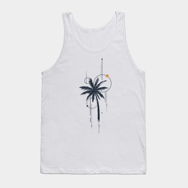 Palm. Tattoo. Geometric, Line Art Style Tank Top by SlothAstronaut